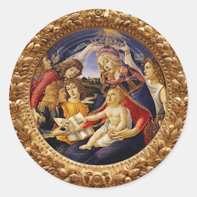 Sticker Rond Madonna du Magnificat par Sandro Botticelli (Devant)
