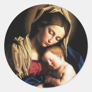 STICKER ROND MADONNA ET ENFANT