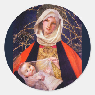 Sticker Rond Madonna qui a un enfant
