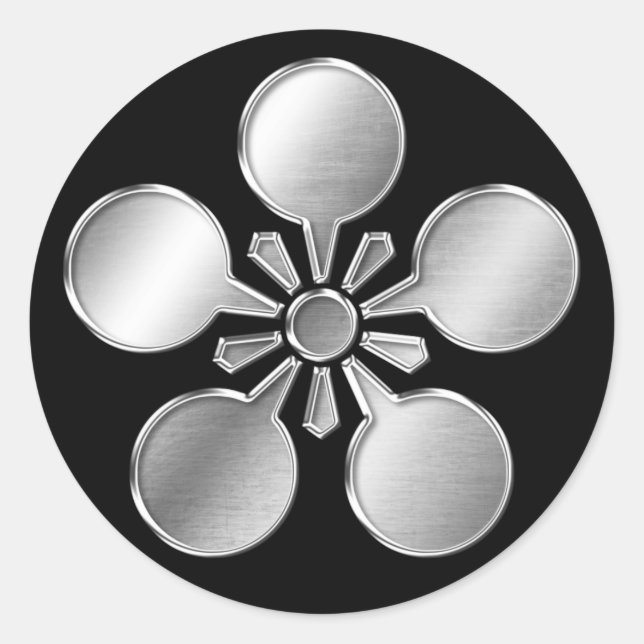 Sticker Rond Maeda Clan Kamon Argent Chrome (Devant)