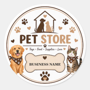 Sticker Rond Magasin d'animaux moderne Nom d'entreprise personn