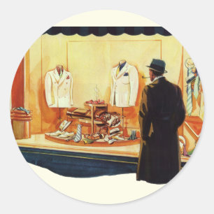 Sticker Rond Magasin de détail vintage pour entreprise, Man Win