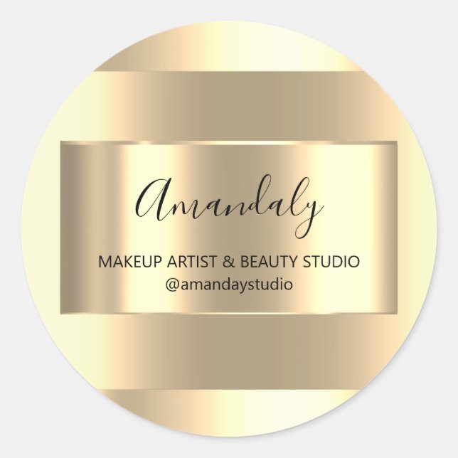 Sticker Rond Magasin de maquillage Gold Favoriser Merci encadré (Devant)