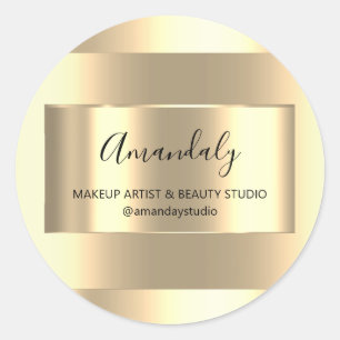 Sticker Rond Magasin de maquillage Gold Favoriser Merci encadré