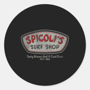 Sticker Rond Magasin de surf rétro vintage Spicolis Vagues savo