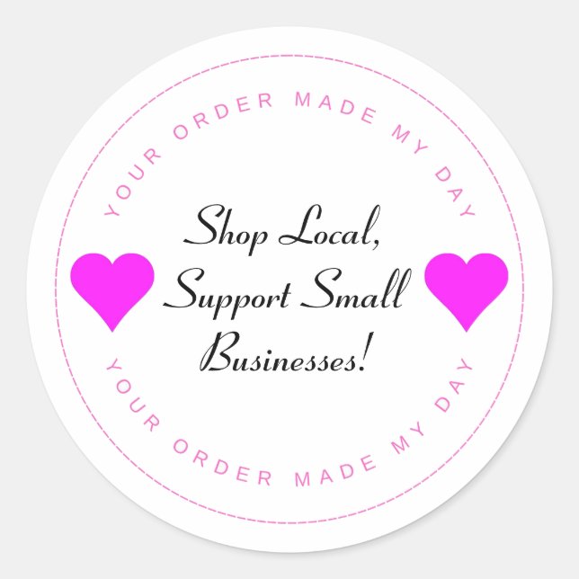 Sticker Rond Magasiner local, soutenir les petites entreprises  (Devant)