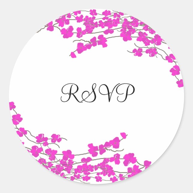 Sticker Rond Magenta Blossoms RSVP (Devant)