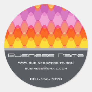 Sticker Rond Magenta Funky Super Zig Zag Waves Chevron Motif