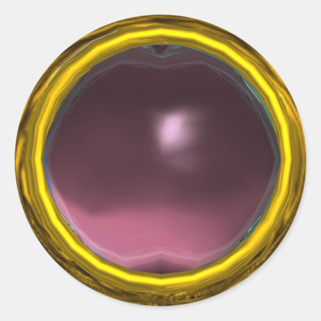 Sticker Rond MAGIC AMÉTHYST, jaune vif rose violet vif (Devant)