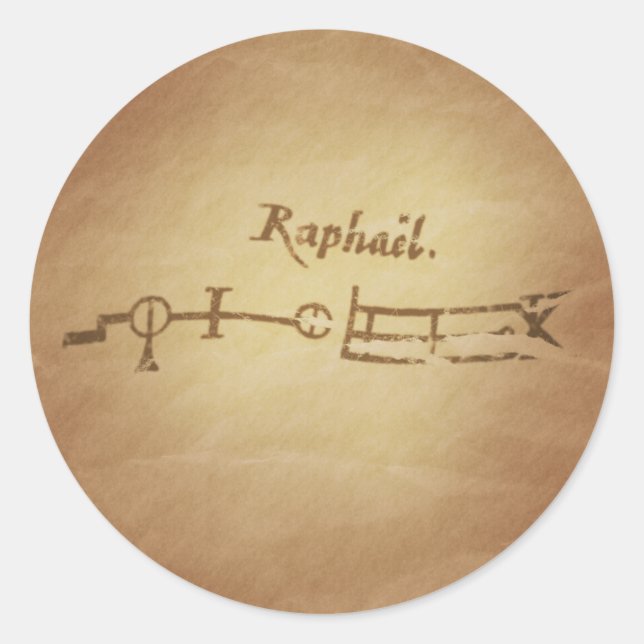 Sticker Rond Magic Seal Angel Raphael Protection Charmes magiqu (Devant)