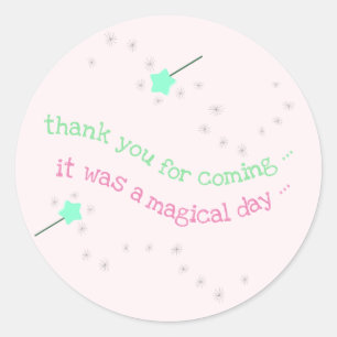 Sticker Rond Magic Wand Babyshower "Merci"