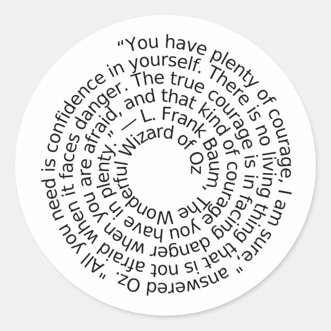 Sticker Rond Magicien Oz costume de citation courage (Devant)