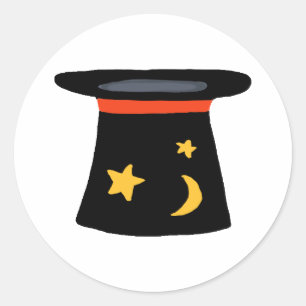 Sticker Rond Magiciens TopHat pour Magicland Party Thème