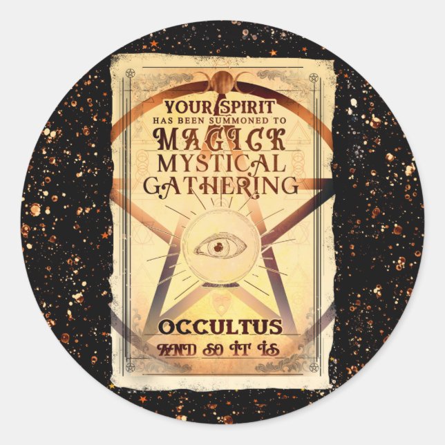 Sticker Rond Magick Mystical Gthering Fortune Teller Eye Party (Devant)