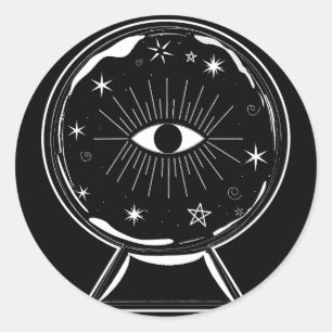 Sticker Rond Magie Crystal Ball Scry Voir les yeux dit tout