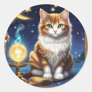 Sticker Rond Magie de chat