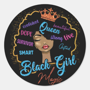 Sticker Rond Magie de la fille noire