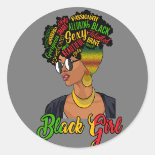 Sticker Rond Magie de la fille noire