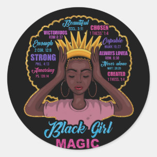 Sticker Rond Magie de la fille noire