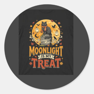 Sticker Rond Magie de Lune de Chat Noir d'Halloween