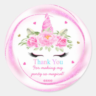 Sticker Rond Magie Unicorne Barty Merci Favor