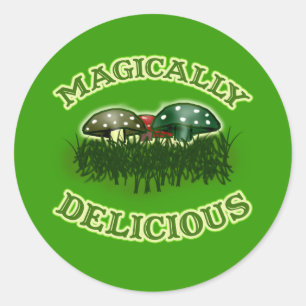 Sticker Rond Magique délicieux avec champignons