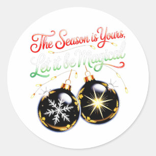 Sticker Rond Magique Noël Golden Glow & Flocon de Neige de Vaca