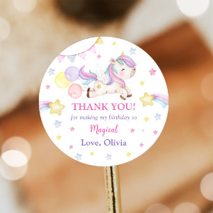 Sticker Rond Magique Unicorn Rainbow Anniversaire Party