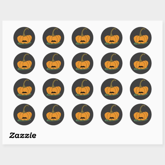 Sticker Rond Magnet Citrouille de Mustachio (Feuille)