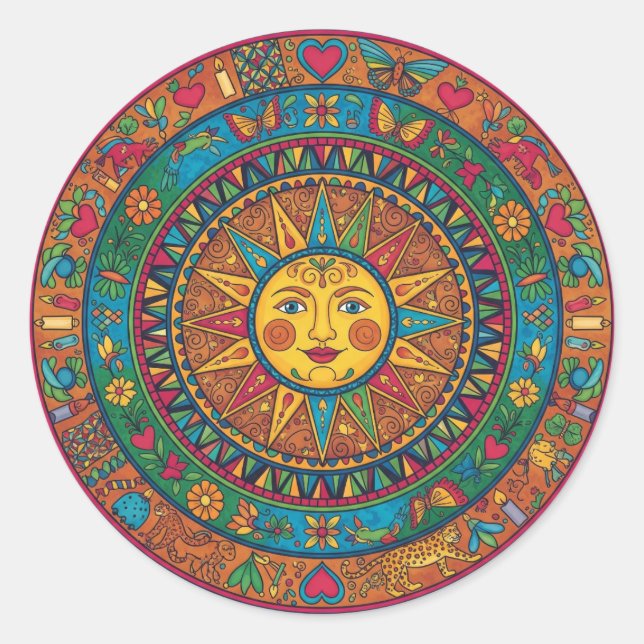 Sticker Rond Magnet Sun mexicain (Devant)