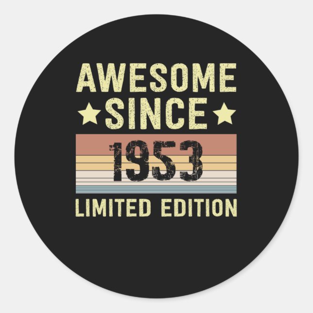 Sticker Rond Magnifique Depuis 1953 Retro 69 Anniversaire (Devant)