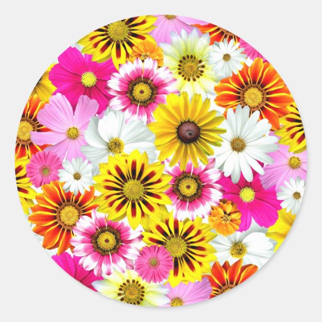 Sticker Rond Magnifique fleurs rose jaune Accessoires motifs (Devant)