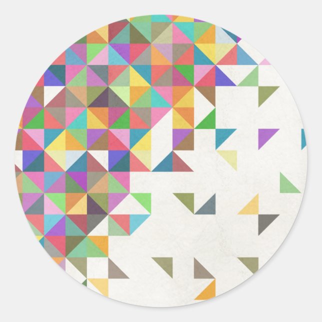 Sticker Rond Magnifique motif géométrique rétro coloré (Devant)