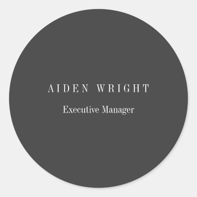 Sticker Rond Magnifique Noir classique minimaliste (Devant)