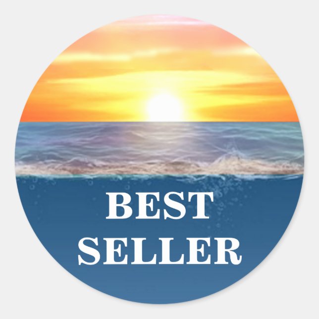 Sticker Rond Magnifique Ocean Sunrise Meilleur Vendeur (Devant)