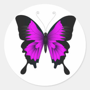 Sticker Rond Magnifique Papillon illustré Classic Round Sti