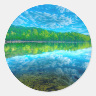 Sticker Rond Magnifique paysage avec lac turquoise