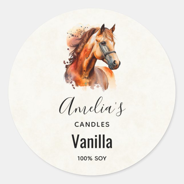 Sticker Rond Magnifique Sorrel Horse Portrait - Bougie (Devant)