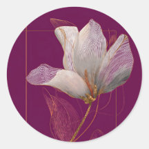 Magnolia blanche ligne dorée magenta