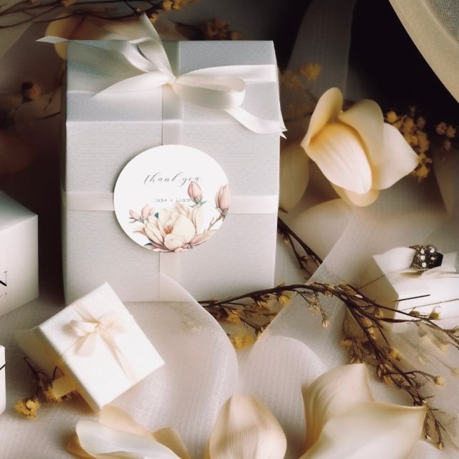 Sticker Rond magnolia rose pâle  (Créateur téléchargé)