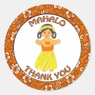Sticker Rond Mahola Merci ~ Hawaii ~ Autocollantes hawaïennes