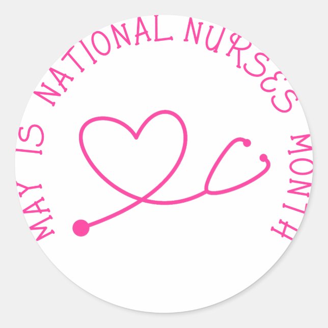 Sticker Rond Mai est le bouton du mois national des infirmières (Devant)