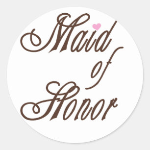 Sticker Rond Maid of Honor Classy Browns
