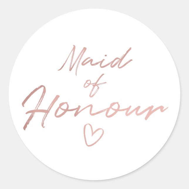 Sticker Rond Maid of Honor - Rose Gold fausse feuille autocolla (Devant)