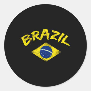 Sticker Rond Maillot de foot du drapeau national brésilien Bras