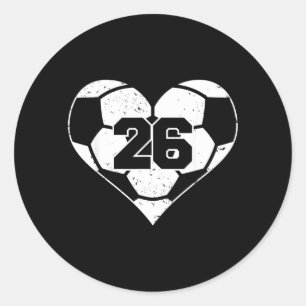 Sticker Rond Maillot de foot numéro 26 Drôle de cœur de foot Je
