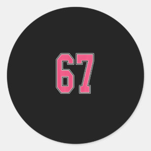 Sticker Rond Maillot de joueur numéro 67 rose et blanc Uniforme