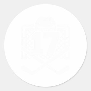 Sticker Rond Maillot Numéro 17 Hockey Drôle Joueur de Hockey Je