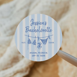 Sticker Rond Maillots de bain dessinés à la main Week-end de cé