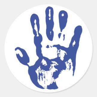 Sticker Rond Main bleue